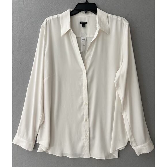 Ann Taylor Tops - Ann Taylor Ivory Perfect Shirt Button Down Blouse XXL NWT Flowy Lightweight